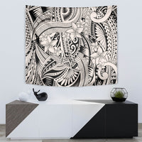 Polynesia Tapestry Tribal Polynesian Spirit With Beige Pacific Flowers - Wonder Print Shop