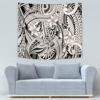 Polynesia Tapestry Tribal Polynesian Spirit With Beige Pacific Flowers - Wonder Print Shop