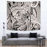 Polynesia Tapestry Tribal Polynesian Spirit With Beige Pacific Flowers - Wonder Print Shop