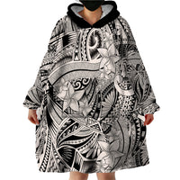 Polynesia Wearable Blanket Hoodie Tribal Polynesian Spirit With Beige Pacific Flowers - Wonder Print Shop