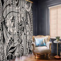 Polynesia Window Curtain Tribal Polynesian Spirit With Beige Pacific Flowers - Wonder Print Shop