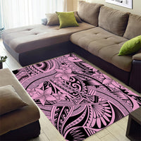 Polynesia Area Rug Tribal Polynesian Spirit With Pink Pacific Flowers LT9 - Wonder Print Shop