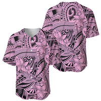 Polynesia Baseball Jersey Tribal Polynesian Spirit With Pink Pacific Flowers LT9 - Wonder Print Shop