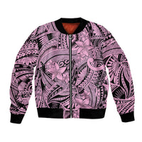 Polynesia Bomber Jacket Tribal Polynesian Spirit With Pink Pacific Flowers LT9 - Wonder Print Shop
