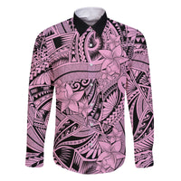 Polynesia Family Matching Off Shoulder Long Sleeve Dress and Hawaiian Shirt Tribal Polynesian Spirit With Pink Pacific Flowers - Wonder Print Shop