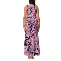 Polynesia Family Matching Tank Maxi Dress and Hawaiian Shirt Tribal Polynesian Spirit With Pink Pacific Flowers - Wonder Print Shop