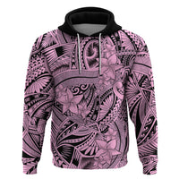 Polynesia Hoodie Tribal Polynesian Spirit With Pink Pacific Flowers - Wonder Print Shop