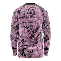 Polynesia Long Sleeve Shirt Tribal Polynesian Spirit With Pink Pacific Flowers - Wonder Print Shop