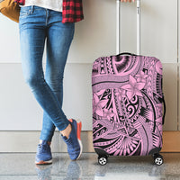 Polynesia Luggage Cover Tribal Polynesian Spirit With Pink Pacific Flowers - Wonder Print Shop