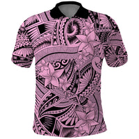 Polynesia Polo Shirt Tribal Polynesian Spirit With Pink Pacific Flowers - Wonder Print Shop