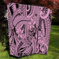 Polynesia Quilt Tribal Polynesian Spirit With Pink Pacific Flowers - Wonder Print Shop