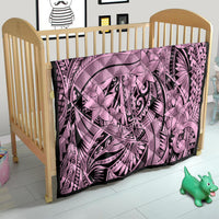 Polynesia Quilt Tribal Polynesian Spirit With Pink Pacific Flowers - Wonder Print Shop
