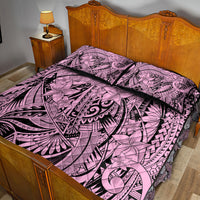Polynesia Quilt Bed Set Tribal Polynesian Spirit With Pink Pacific Flowers - Wonder Print Shop