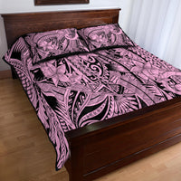 Polynesia Quilt Bed Set Tribal Polynesian Spirit With Pink Pacific Flowers - Wonder Print Shop