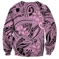 Polynesia Sweatshirt Tribal Polynesian Spirit With Pink Pacific Flowers - Wonder Print Shop