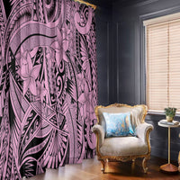 Polynesia Window Curtain Tribal Polynesian Spirit With Pink Pacific Flowers - Wonder Print Shop