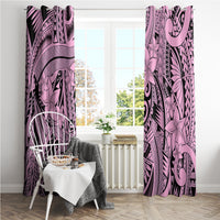 Polynesia Window Curtain Tribal Polynesian Spirit With Pink Pacific Flowers - Wonder Print Shop