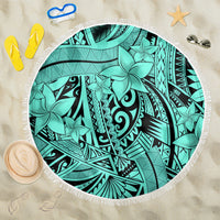 Polynesia Beach Blanket Tribal Polynesian Spirit With Teal Pacific Flowers LT9 - Wonder Print Shop