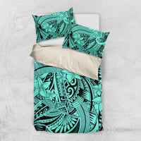 Polynesia Bedding Set Tribal Polynesian Spirit With Teal Pacific Flowers LT9 - Wonder Print Shop