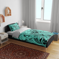 Polynesia Bedding Set Tribal Polynesian Spirit With Teal Pacific Flowers LT9 - Wonder Print Shop