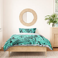 Polynesia Bedding Set Tribal Polynesian Spirit With Teal Pacific Flowers LT9 - Wonder Print Shop