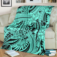 Polynesia Blanket Tribal Polynesian Spirit With Teal Pacific Flowers LT9