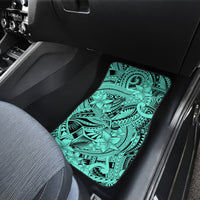 Polynesia Car Mats Tribal Polynesian Spirit With Teal Pacific Flowers LT9 - Wonder Print Shop