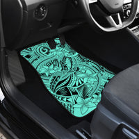 Polynesia Car Mats Tribal Polynesian Spirit With Teal Pacific Flowers LT9 - Wonder Print Shop