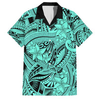 Polynesia Hawaiian Shirt Tribal Polynesian Spirit With Teal Pacific Flowers - Wonder Print Shop