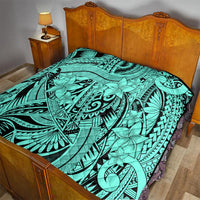 Polynesia Quilt Tribal Polynesian Spirit With Teal Pacific Flowers - Wonder Print Shop