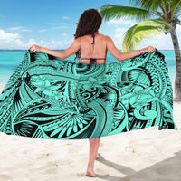 Polynesia Sarong Tribal Polynesian Spirit With Teal Pacific Flowers - Wonder Print Shop