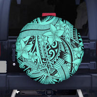 Polynesia Spare Tire Cover Tribal Polynesian Spirit With Teal Pacific Flowers - Wonder Print Shop