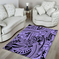 Polynesia Area Rug Tribal Polynesian Spirit With Violet Pacific Flowers LT9 - Wonder Print Shop