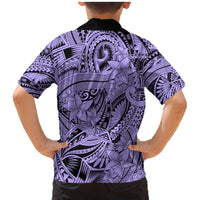Polynesia Family Matching Mermaid Dress and Hawaiian Shirt Tribal Polynesian Spirit With Violet Pacific Flowers LT9 - Wonder Print Shop