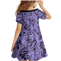 Polynesia Family Matching Mermaid Dress and Hawaiian Shirt Tribal Polynesian Spirit With Violet Pacific Flowers LT9 - Wonder Print Shop