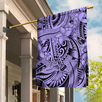 Polynesia Garden Flag Tribal Polynesian Spirit With Violet Pacific Flowers - Wonder Print Shop