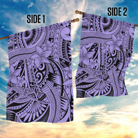 Polynesia Garden Flag Tribal Polynesian Spirit With Violet Pacific Flowers - Wonder Print Shop