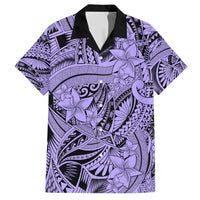 Polynesia Hawaiian Shirt Tribal Polynesian Spirit With Violet Pacific Flowers - Wonder Print Shop