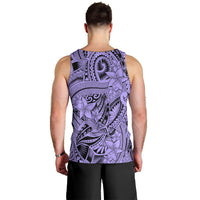 Polynesia Men Tank Top Tribal Polynesian Spirit With Violet Pacific Flowers - Wonder Print Shop