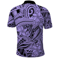 Polynesia Polo Shirt Tribal Polynesian Spirit With Violet Pacific Flowers - Wonder Print Shop
