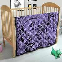 Polynesia Quilt Tribal Polynesian Spirit With Violet Pacific Flowers - Wonder Print Shop
