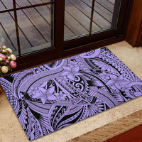 Polynesia Rubber Doormat Tribal Polynesian Spirit With Violet Pacific Flowers - Wonder Print Shop