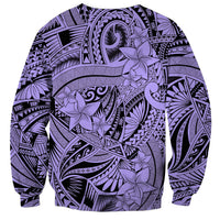 Polynesia Sweatshirt Tribal Polynesian Spirit With Violet Pacific Flowers - Wonder Print Shop
