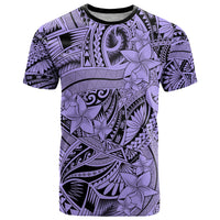 Polynesia T Shirt Tribal Polynesian Spirit With Violet Pacific Flowers - Wonder Print Shop