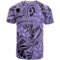 Polynesia T Shirt Tribal Polynesian Spirit With Violet Pacific Flowers - Wonder Print Shop