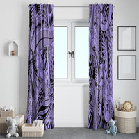 Polynesia Window Curtain Tribal Polynesian Spirit With Violet Pacific Flowers - Wonder Print Shop