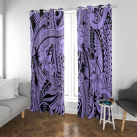 Polynesia Window Curtain Tribal Polynesian Spirit With Violet Pacific Flowers - Wonder Print Shop