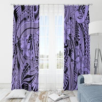 Polynesia Window Curtain Tribal Polynesian Spirit With Violet Pacific Flowers - Wonder Print Shop