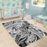 Polynesia Area Rug Tribal Polynesian Spirit With White Pacific Flowers LT9 - Wonder Print Shop
