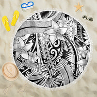 Polynesia Beach Blanket Tribal Polynesian Spirit With White Pacific Flowers LT9 - Wonder Print Shop